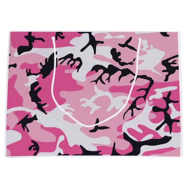 Pink Camo Camouflage Pattern Large Gift Bag (Front)