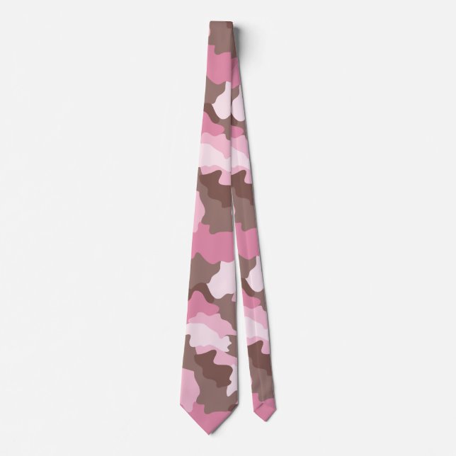 Pink Camo Camouflage  Pattern Tie (Front)