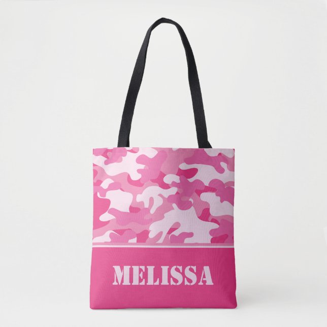 Pink Camo (Camouflage) | Personalized Tote Bag (Front)