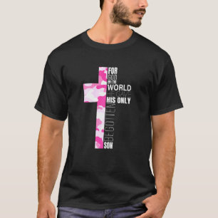 Pink Camo Christian Cross Verse Women Teen Girls T-Shirt