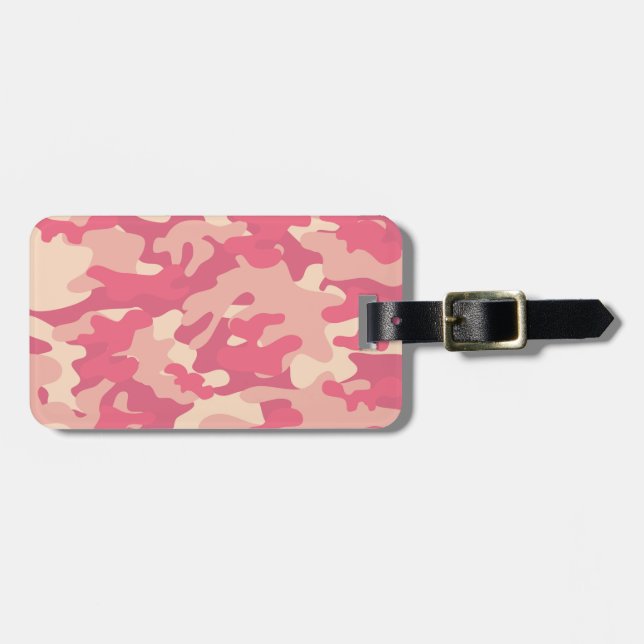 Pink Camo Design Luggage Tag (Front Horizontal)