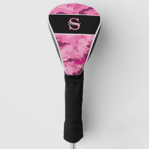 Pink Camo Hunter Camouflage Initial Monogram Golf Head Cover