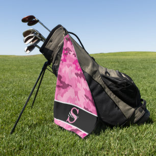 Pink Camo Hunter Camouflage Initial Monogram Golf Towel