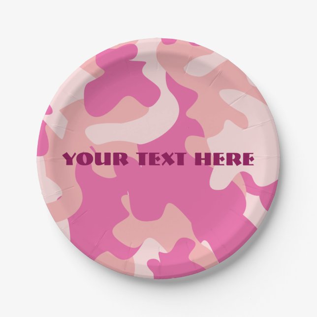 Pink Camo Paper Plate (Front)