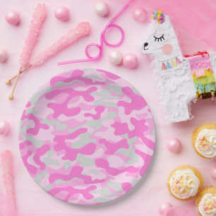 Pink Camo  Paper Plate