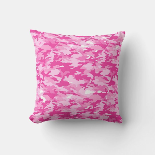 Pink Camo Pattern – Breast Cancer Awareness Throw Pillow (Front)