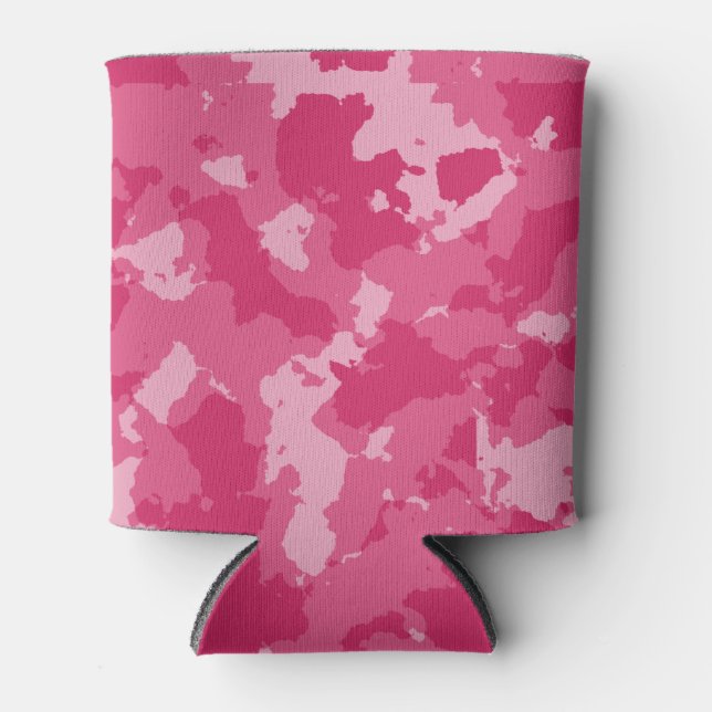Pink Camo Pattern Can Cooler (Front)