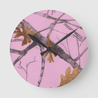 Pink Camo Round Clock