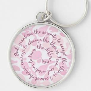 Pink Camo Serenity Prayer Keychain