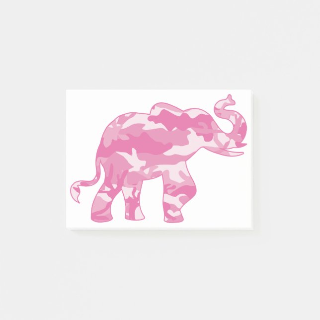 Pink-Camoflauge-Elephant Post-it Notes (Front)