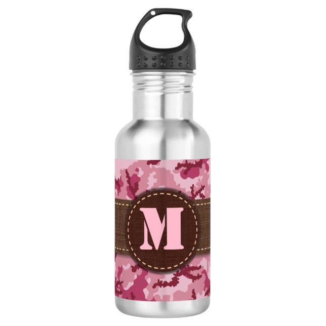 Pink Camouflage 532 Ml Water Bottle (Front)