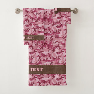 Pink camouflage bath towel set