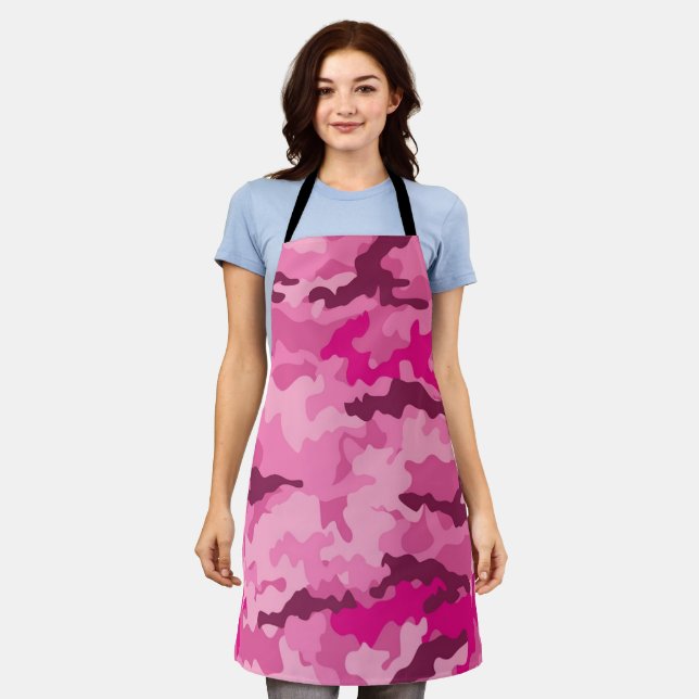 Pink Camouflage camo kitchen girly trendy army Apron (Worn)