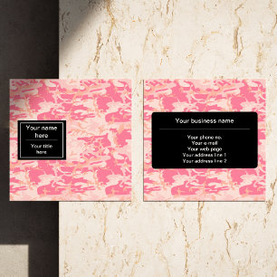 Pink Camouflage, Camouflage, Military, Army Square Business Card