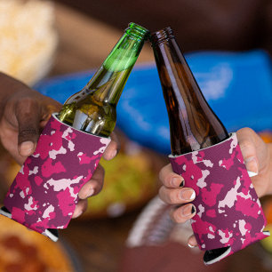 Pink Camouflage Can Cooler