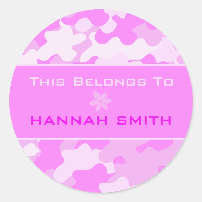 Pink Camouflage Classic Round Sticker (Front)