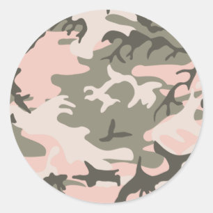 Pink Camouflage Classic Round Sticker
