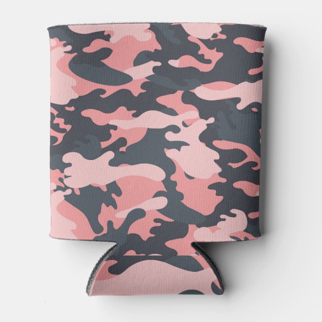 Pink Camouflage: Classic Vintage Pattern Can Cooler (Front)