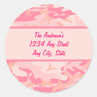 Pink Camouflage Cusom Monogram Classic Round Sticker