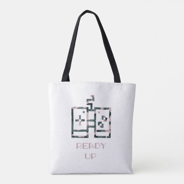 Pink Camouflage Game Controller Ready Up Gamer Tote Bag (Back)