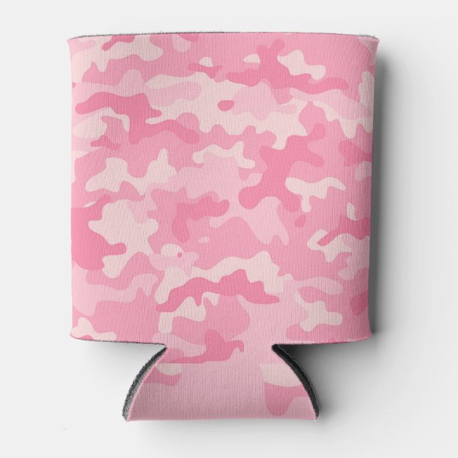 Pink camouflage: girly seamless texture. can cooler (Front)
