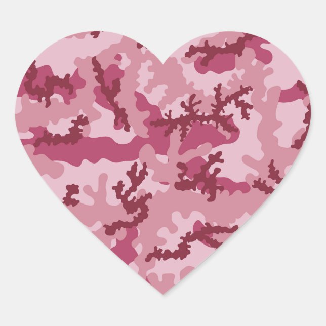 Pink camouflage heart sticker (Front)