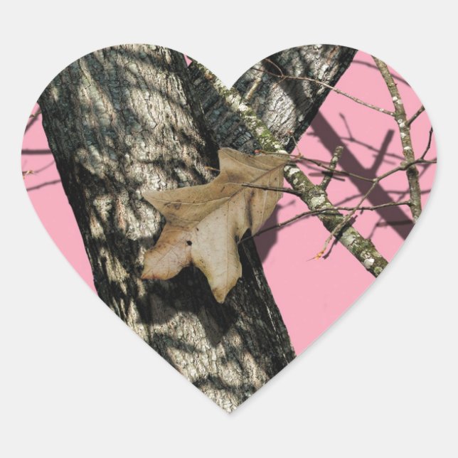 Pink Camouflage Heart Sticker (Front)