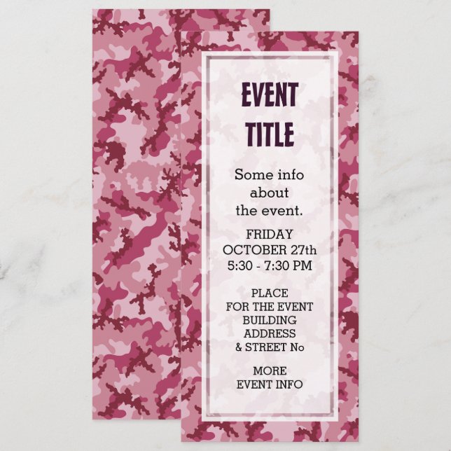 Pink camouflage invitation (Front/Back)
