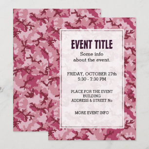 Pink camouflage invitation