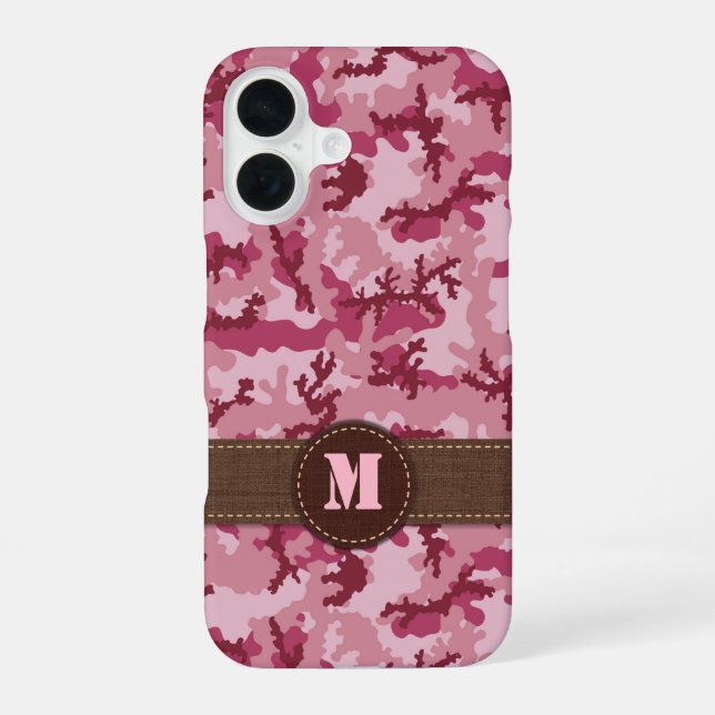 Pink camouflage iPhone 16 case (Back)