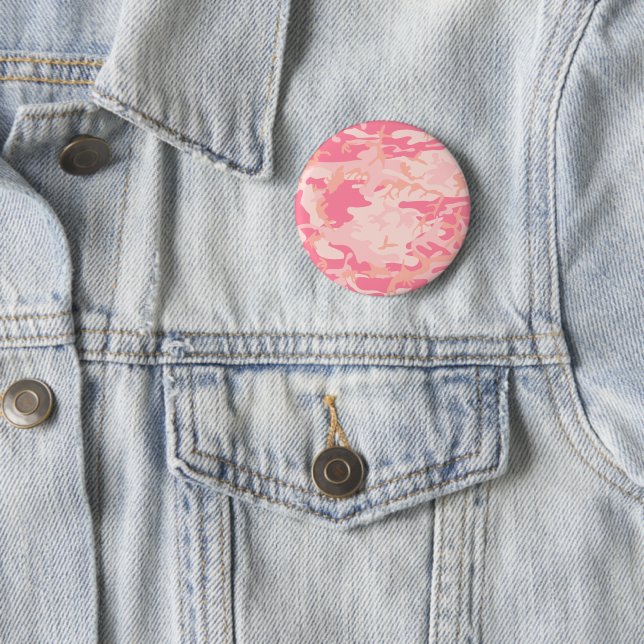 Pink Camouflage, Military, Army 2 Inch Round Button (In Situ)