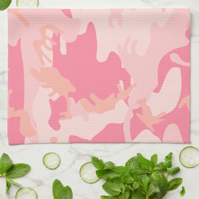 Pink Camouflage, Military, Army Kitchen Towel (Folded)