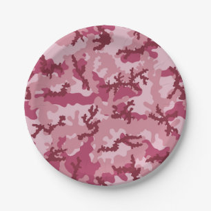 Pink camouflage paper plate