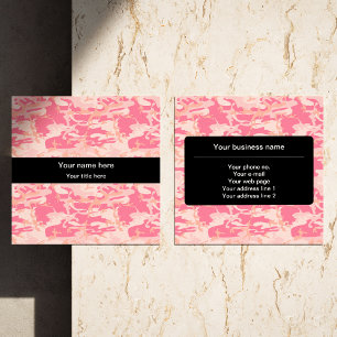Pink Camouflage Pattern, Military, Army Square Business Card