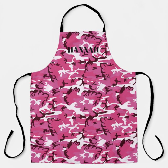 Pink Camouflage Pattern Personalized Apron (Front)