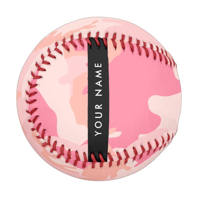 Pink Camouflage Pattern, Your name, Personalize Baseball (Front Left)