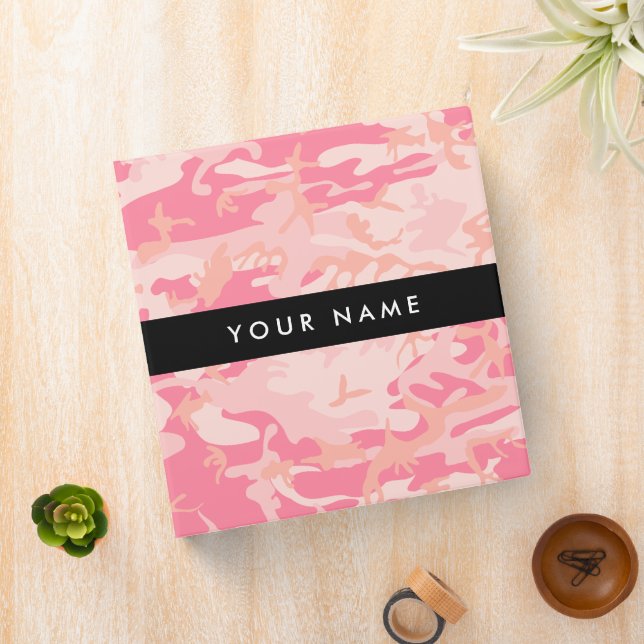 Pink Camouflage Pattern, Your name, Personalize Binder (In Situ)