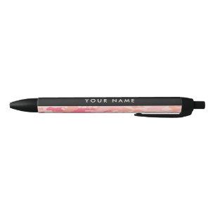 Pink Camouflage Pattern, Your name, Personalize Black Ink Pen