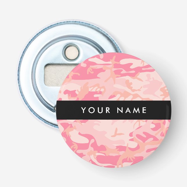 Pink Camouflage Pattern, Your name, Personalize Bottle Opener (Front)