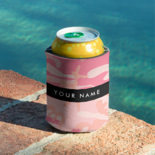 Pink Camouflage Pattern, Your name, Personalize Can Cooler