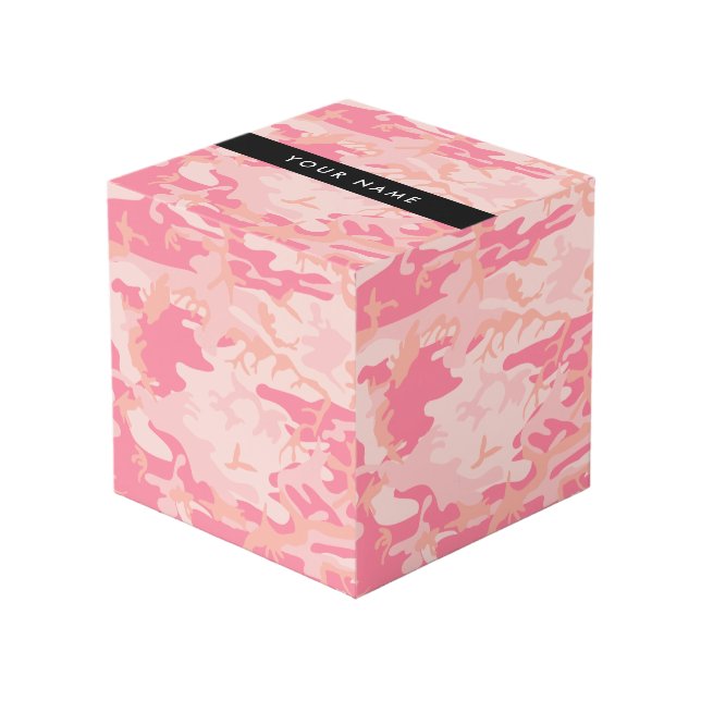 Pink Camouflage Pattern, Your name, Personalize Cube (Front Angled)