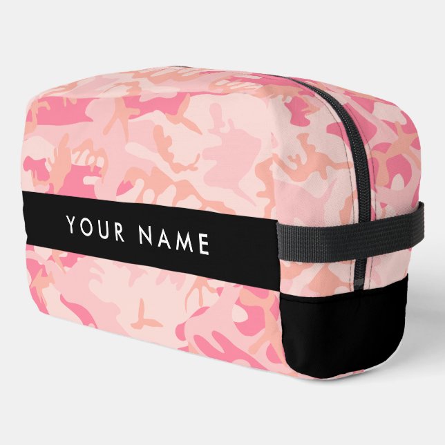 Pink Camouflage Pattern, Your name, Personalize Dopp Kit (Left Corner)