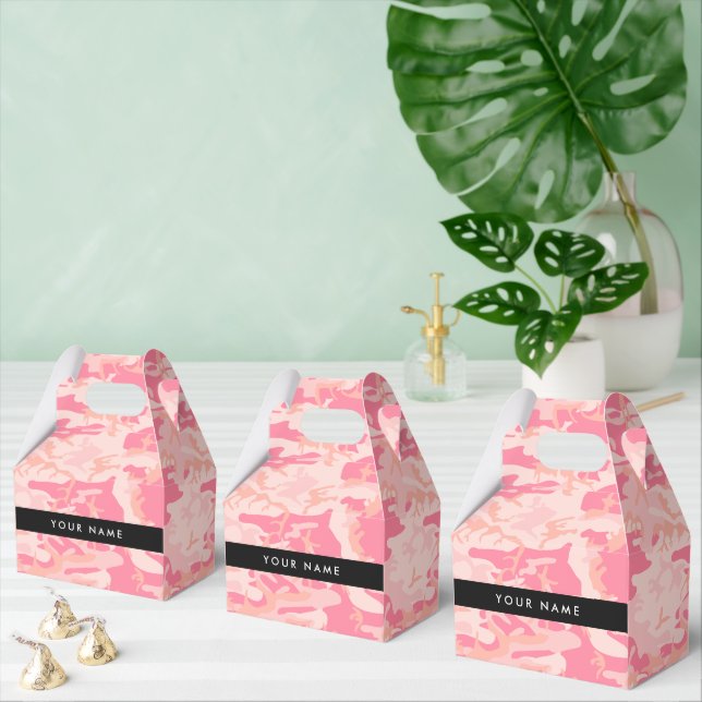 Pink Camouflage Pattern, Your name, Personalize Favor Box (Multiple)