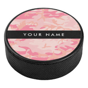 Pink Camouflage Pattern, Your name, Personalize Hockey Puck