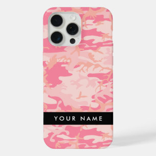Pink Camouflage Pattern, Your name, Personalize iPhone 15 Pro Max Case