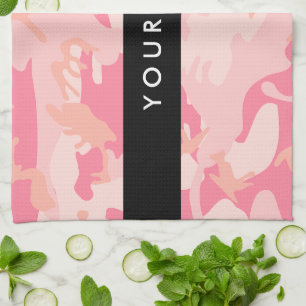 Pink Camouflage Pattern, Your name, Personalize Kitchen Towel