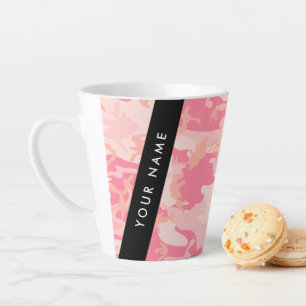 Pink Camouflage Pattern, Your name, Personalize Latte Mug