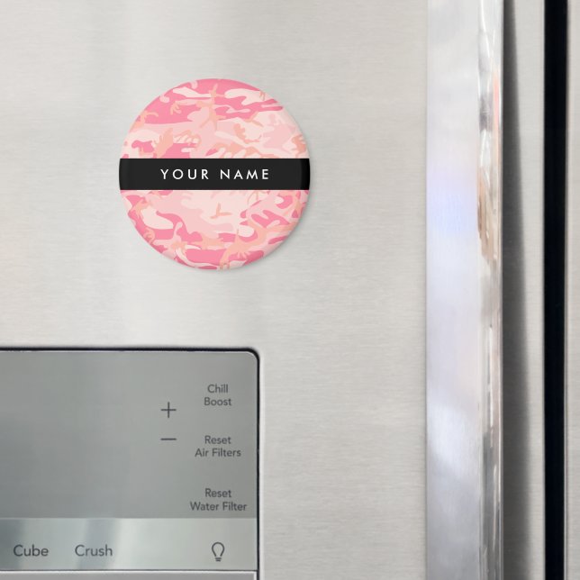 Pink Camouflage Pattern, Your name, Personalize Magnet (In Situ (Fridge))