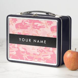 Pink Camouflage Pattern, Your name, Personalize Metal Lunch Box