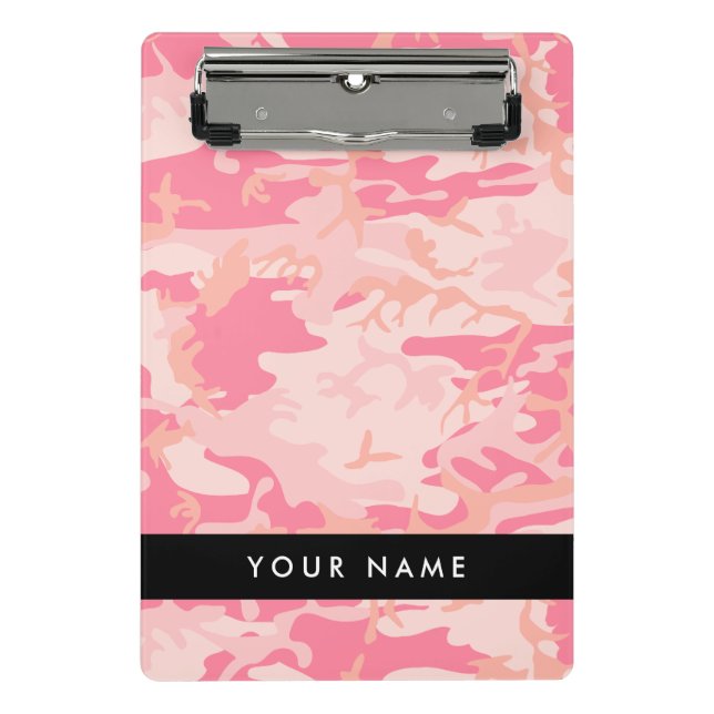 Pink Camouflage Pattern, Your name, Personalize Mini Clipboard (Front)